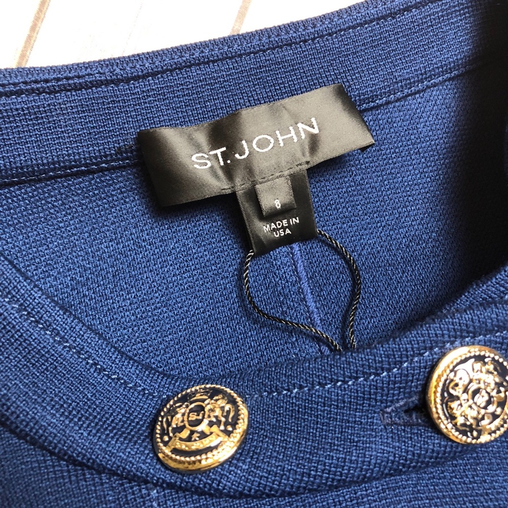 St John Military Style Blue Jacket Gold Buttons 8 - Picture 2 of 6